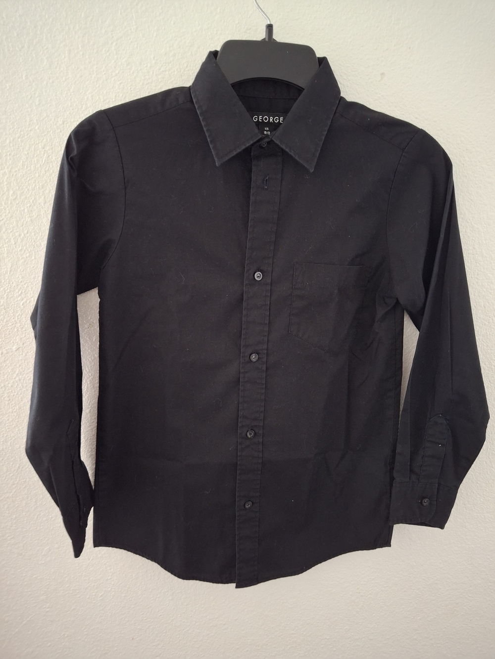 George Men's Black Long Sleeve Button Up Dress Shirt